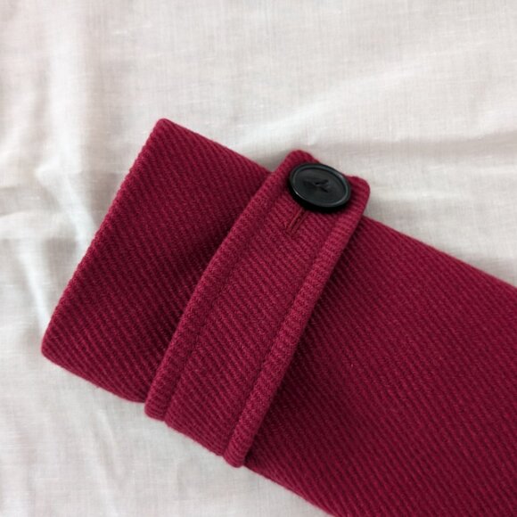 JACOB Wine Red Collared Wool Pleated Jacket Women's Size L - Picture 4 of 13